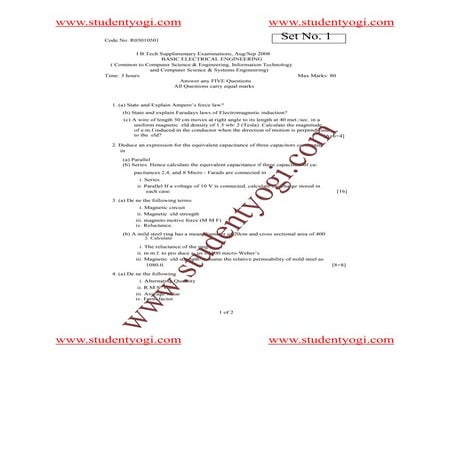 R05010501  B A S I C  E L E C T R I C A L  E N G I N E E R I N G