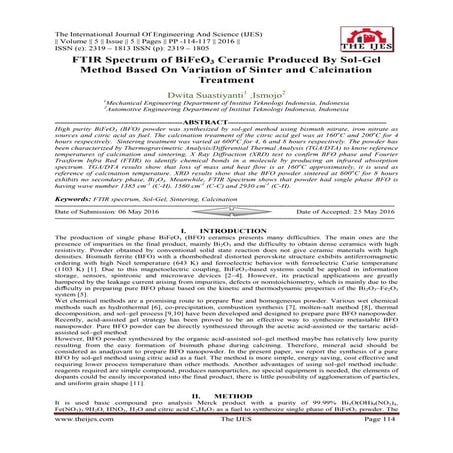 FTIR Spectrum of BiFeO3 Ceramic Produced By Sol-Gel Method Based On Variation...