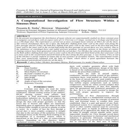 A Computational Investigation of Flow Structure Within a Sinuous Duct