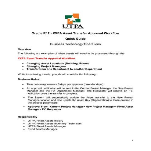 R12 asset transfer workflow quick guide