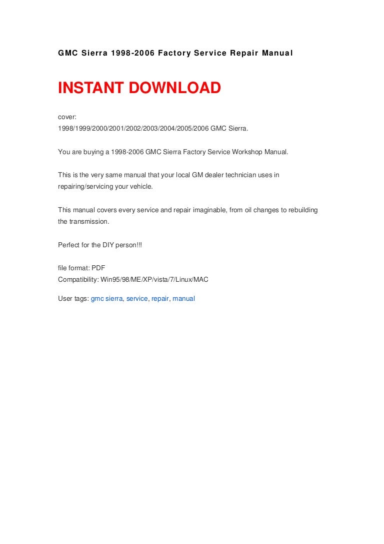 GMC Sierra 1998-2006 Manual