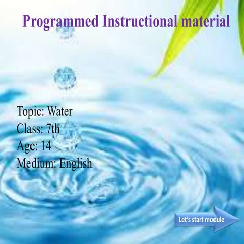 Programed instructional material: Water