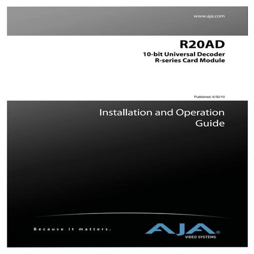 AJA R20AD | PDF