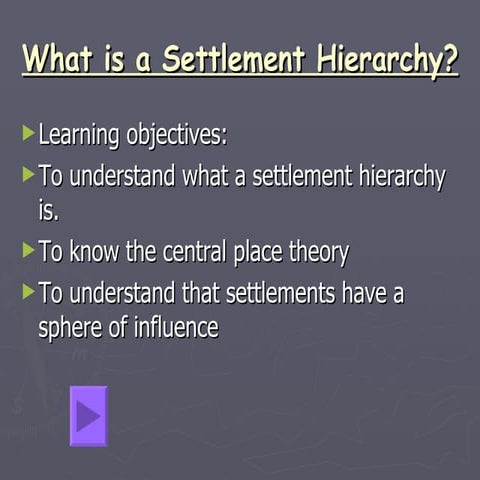 What Is A Settlement Hierarchy
