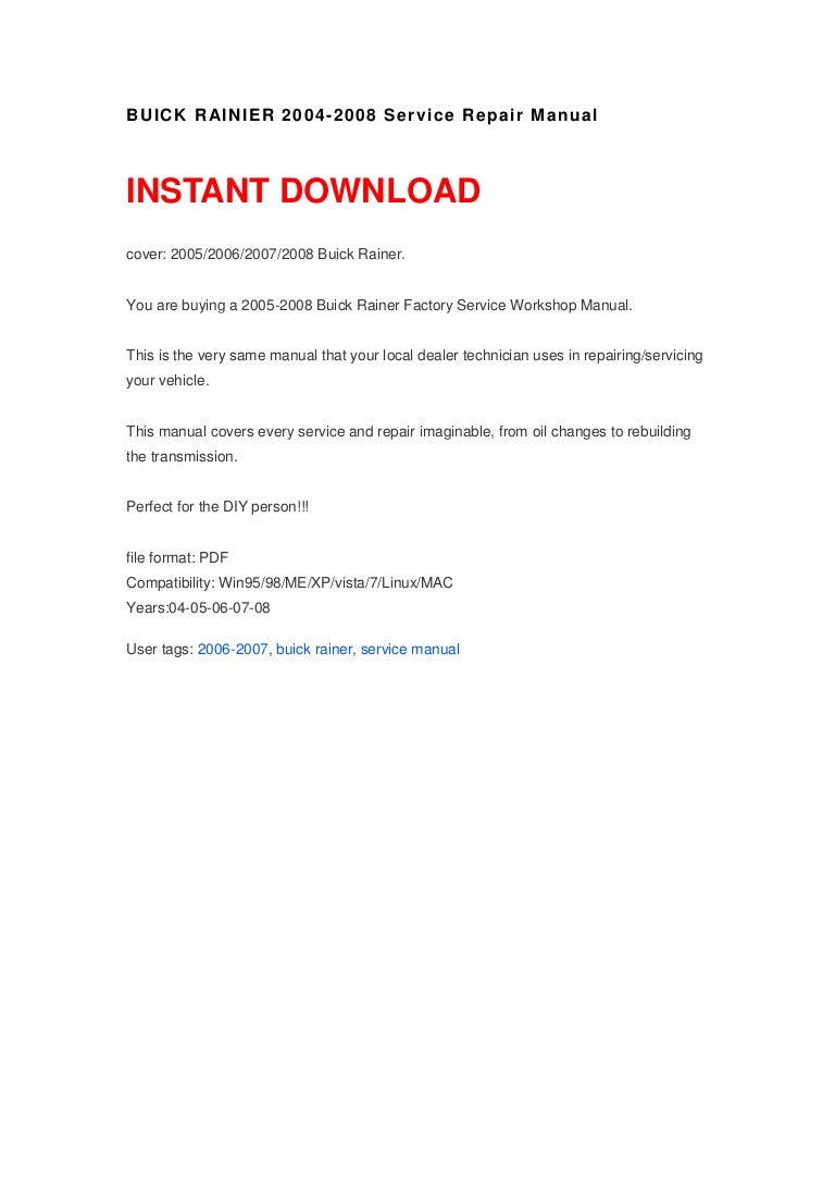BUICK RAINIER 2004-2008 Manual