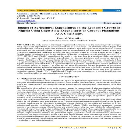 Impact of Agricultural Expenditures on the Economic Growth in Nigeria ...