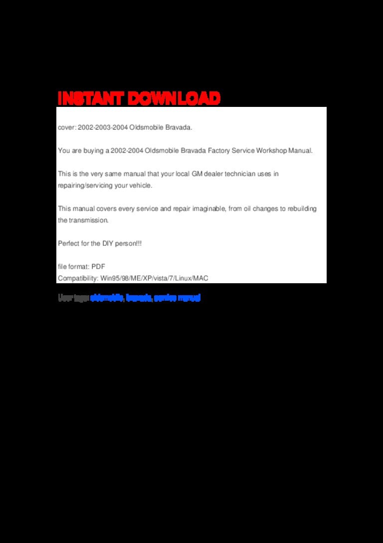 Oldsmobile Bravada 2002-2004 Manual