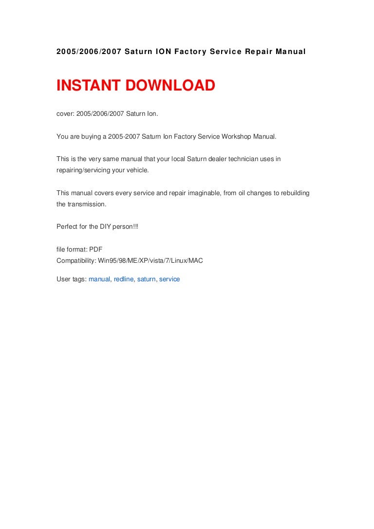 2006 saturn ion service manual Saturn ion service shop repair tune-up mechanic manual 2003 2004.