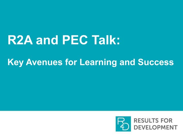 TTI PEC Nairobi Workshop - R2A and PEC Talk