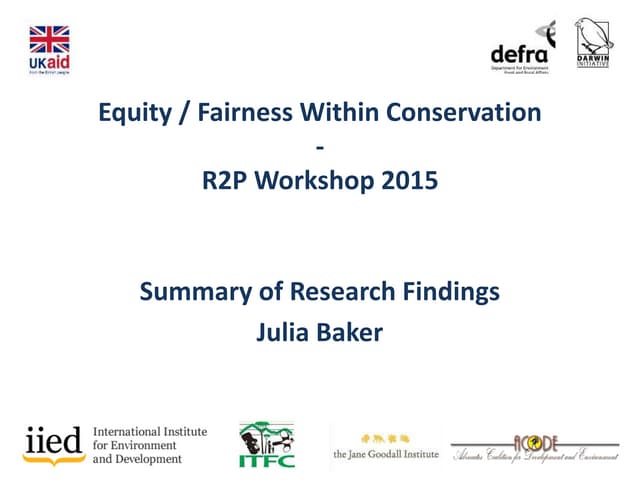 Equity/Fairness Within Conservation Workshop - Summary of Research Findings