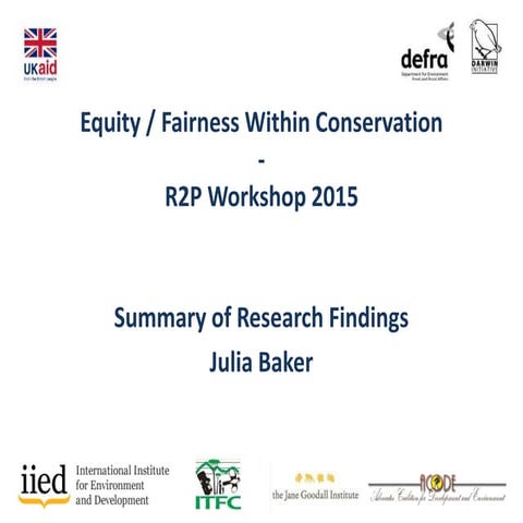 Equity/Fairness Within Conservation Workshop - Summary of Research Findings