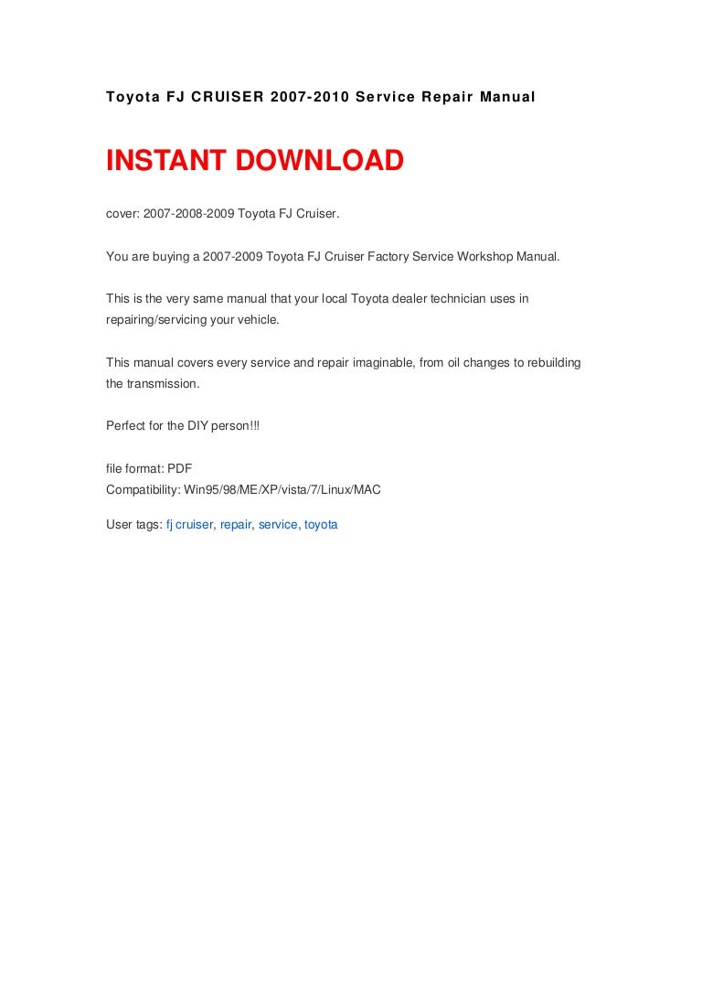 Toyota FJ CRUISER 2007-2010 Repair Manual