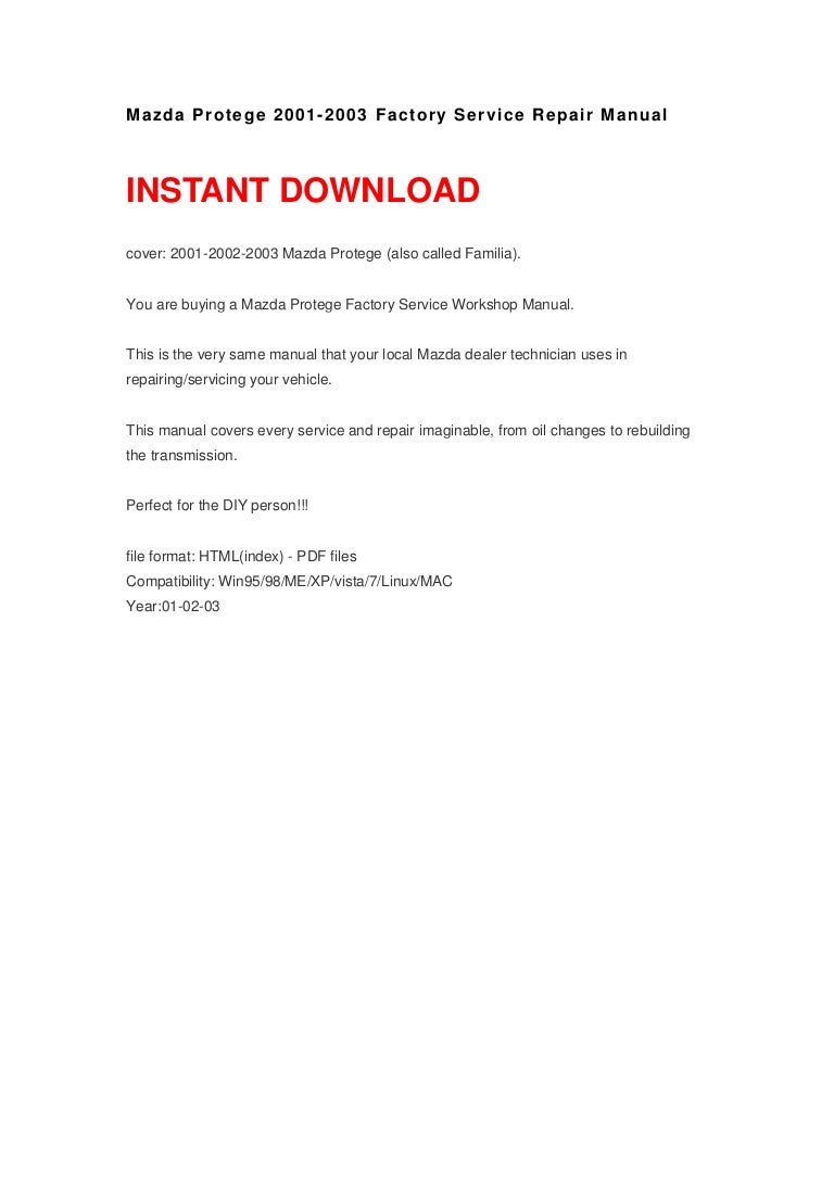 2003 Mazda Protege Speed Service Repair Manuals