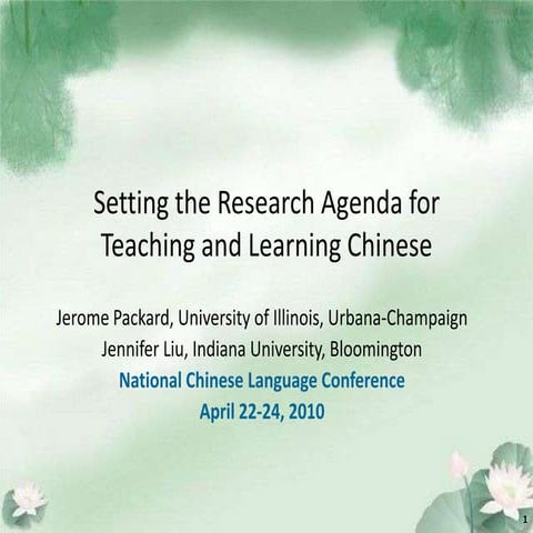 R3 Setting the Research Agenda for Teaching and Learning Chinese  
