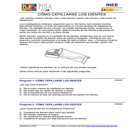Cepillarse los dientes: Un estímulo PISA como recurso didáctico de Comprensió...