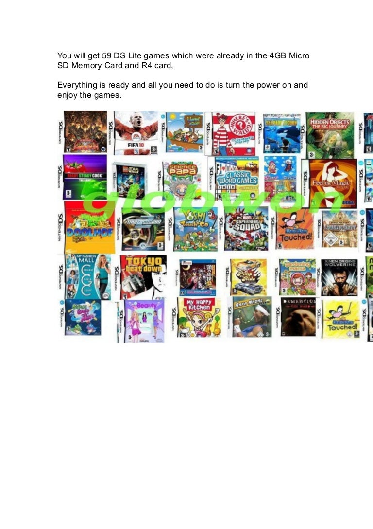 R4 Card + 4 Gb Sd + Free 59 Nintendo Ds Lite Games