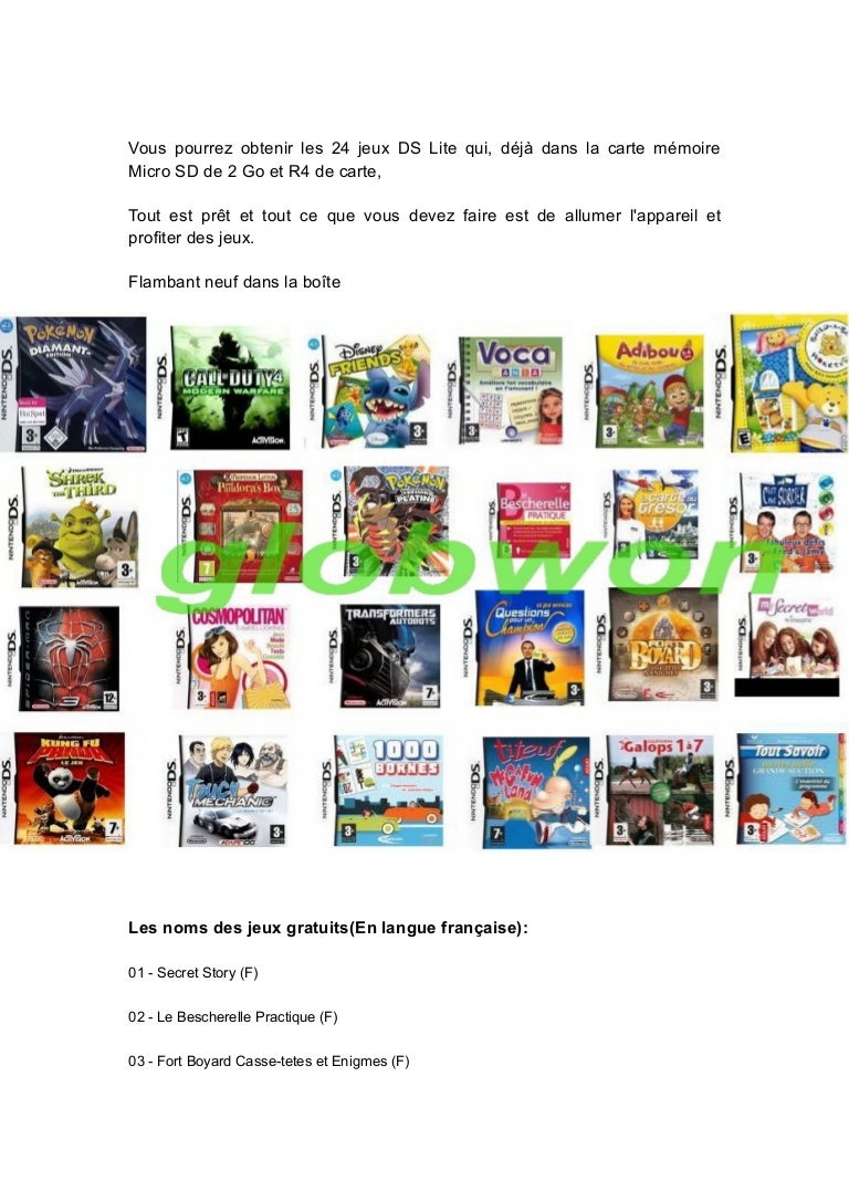 R4 Carte Avec Gratuit 24 Jeux Pour Nintendo Ds Lite