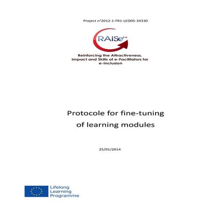 Protocole of fine tuning of e-learning modules