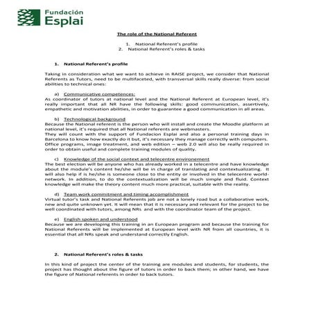 The role of the National referents