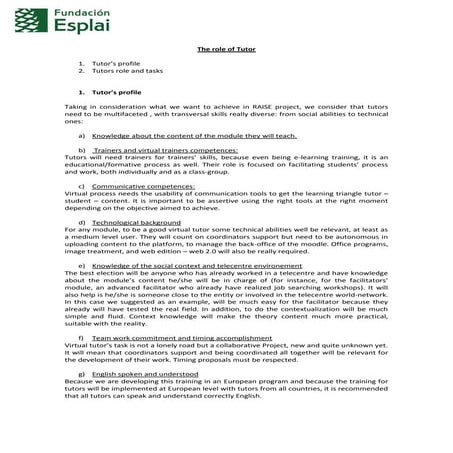 The role of the tutor