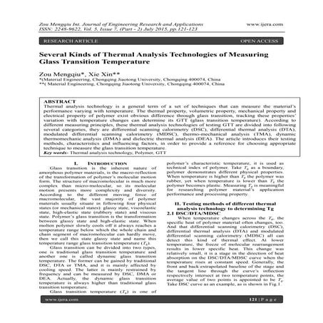 Several Kinds of Thermal Analysis Technologies of Measuring Glass Transition ...