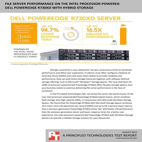 File server performance on the Intel processor-powered Dell PowerEdge R730xd ...