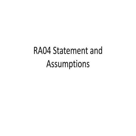 Ra04 statement and assumptions
