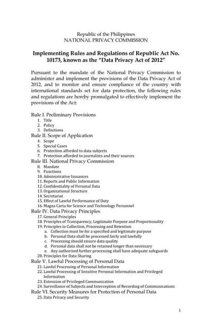 Philippine Data Privacy Act of 2012 (RA 10173)