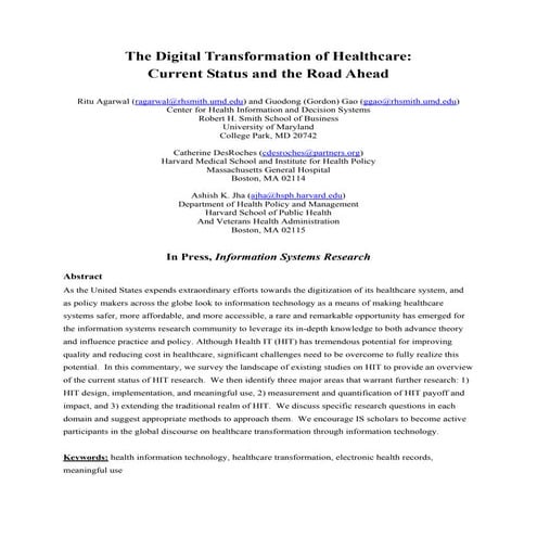 The Impact Of Information Technology (IT) On The Healthcare Sector | PPTX
