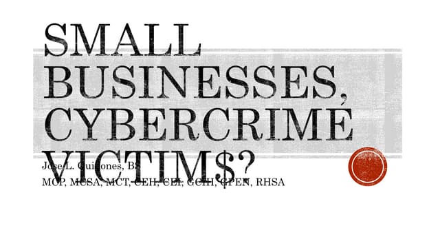 CyberCrime attacks on Small Businesses