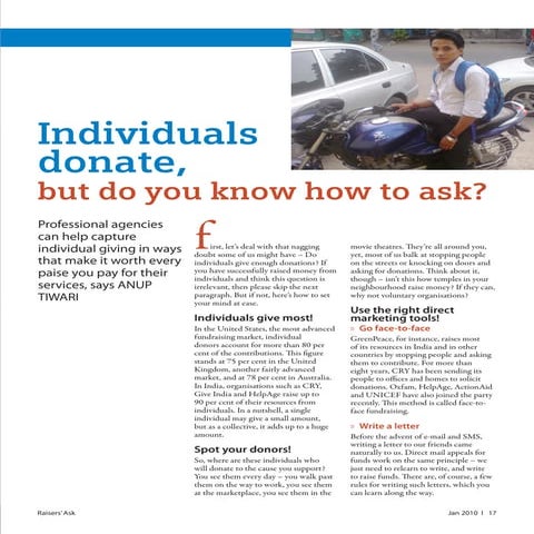 Individuals donate, but do you know how to ask?