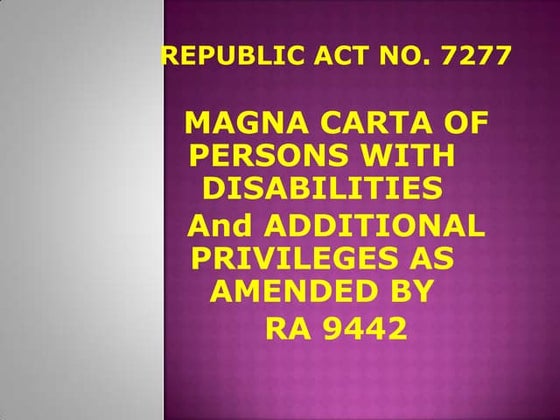 Laws And Mandates For Persons With Disabilities | PPT