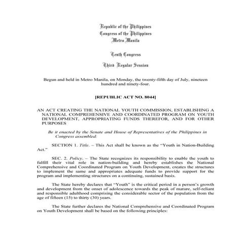Ra 8044   youth in nation-building act