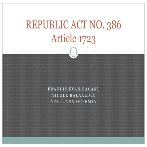 R.A. 386 (Civil Code of the Philippines - Artcile 1723)