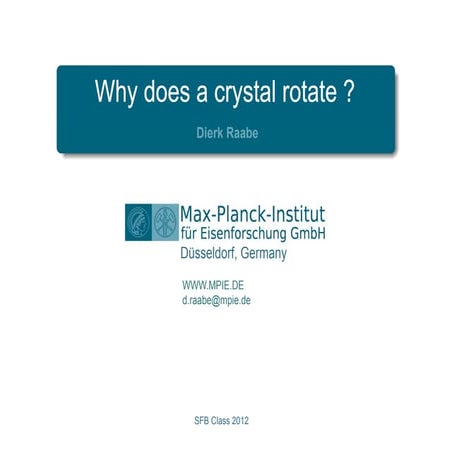 Lecture Micromechanics texture SFB 761