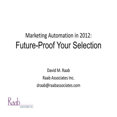 Raab future proof marketing automation in 2012
