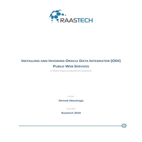 Installing and Invoking Oracle Data Integrator (ODI) Public Web ...