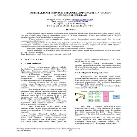 Optimalisasi Service Channel Approach Link Radio Komunikasi Selular