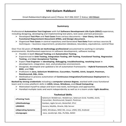 QA Automation Engineer | PDF