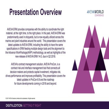 AVEVA World Conference NA - Rabelo/Tedstone, AVEVA ERM & Procon