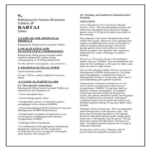 Rabeprazole 20mg gastro resistant tablets smpc- taj pharmaceuticals