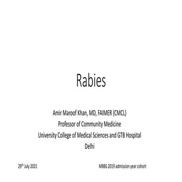 Rabies presentation for medical undergraduate students 