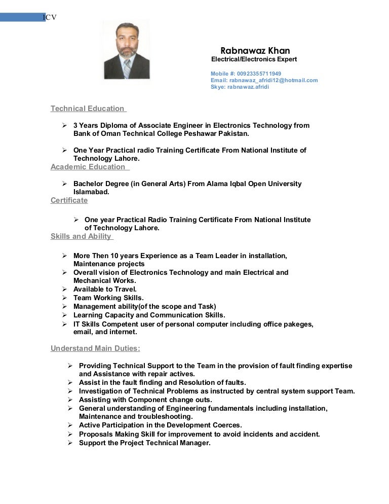 Best curriculum vitae format picture