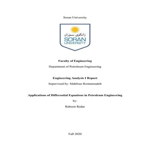 Applications of Differential Equations in Petroleum Engineering