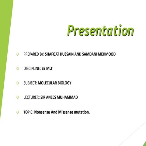 Missense mutation and non-sense mutation (molecular biology)