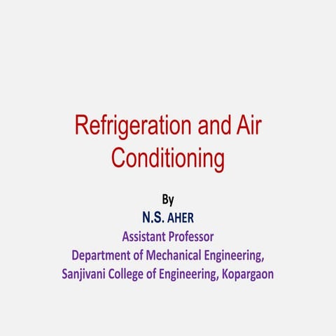 Applications of Refrigeration and Air Conditioning & Refrigerants