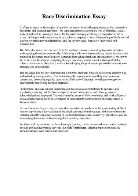 Racism Essay. Maranatha Baptist University | PDF