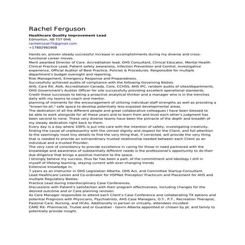 Quality Improvement specialist Healthcare