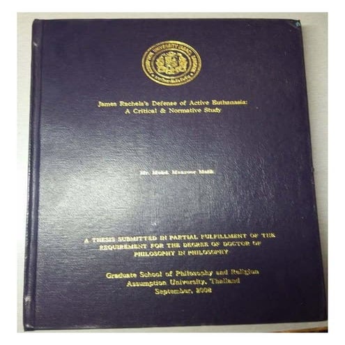 James Rachels’s Defense of Active Euthanasia: A Critical & Normative Study