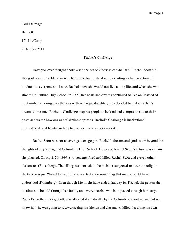 Rachel scott code of ethics essay picture